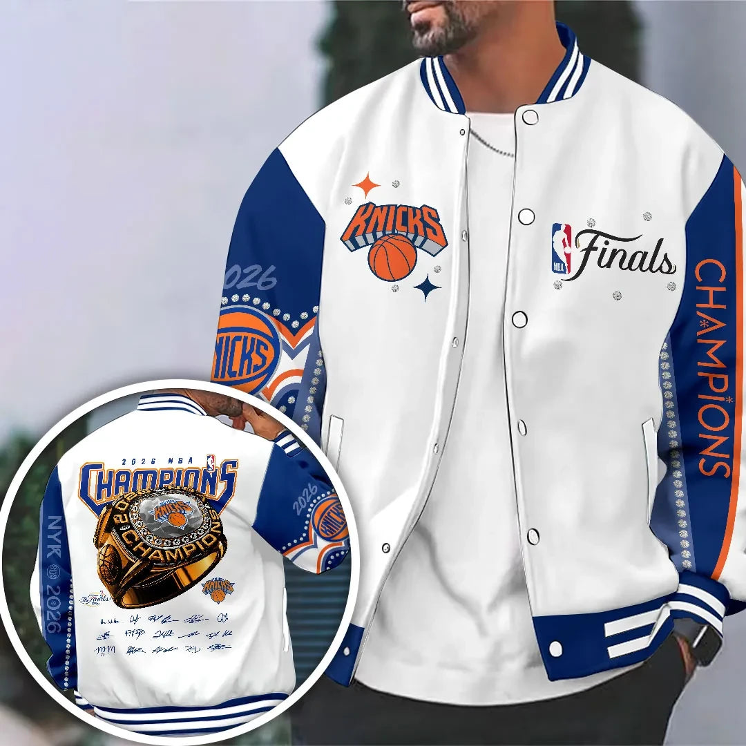 New York Knicks Finals Champions 2026 Varsity Jacket The Wait Is Over Knicks Merch Fan Gifts - Loomnari