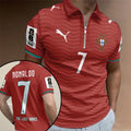 Portugal National Team x Cristiano Ronaldo Zip Polo Shirt The Last Dance #7 Ronaldo Merch - Loomnari
