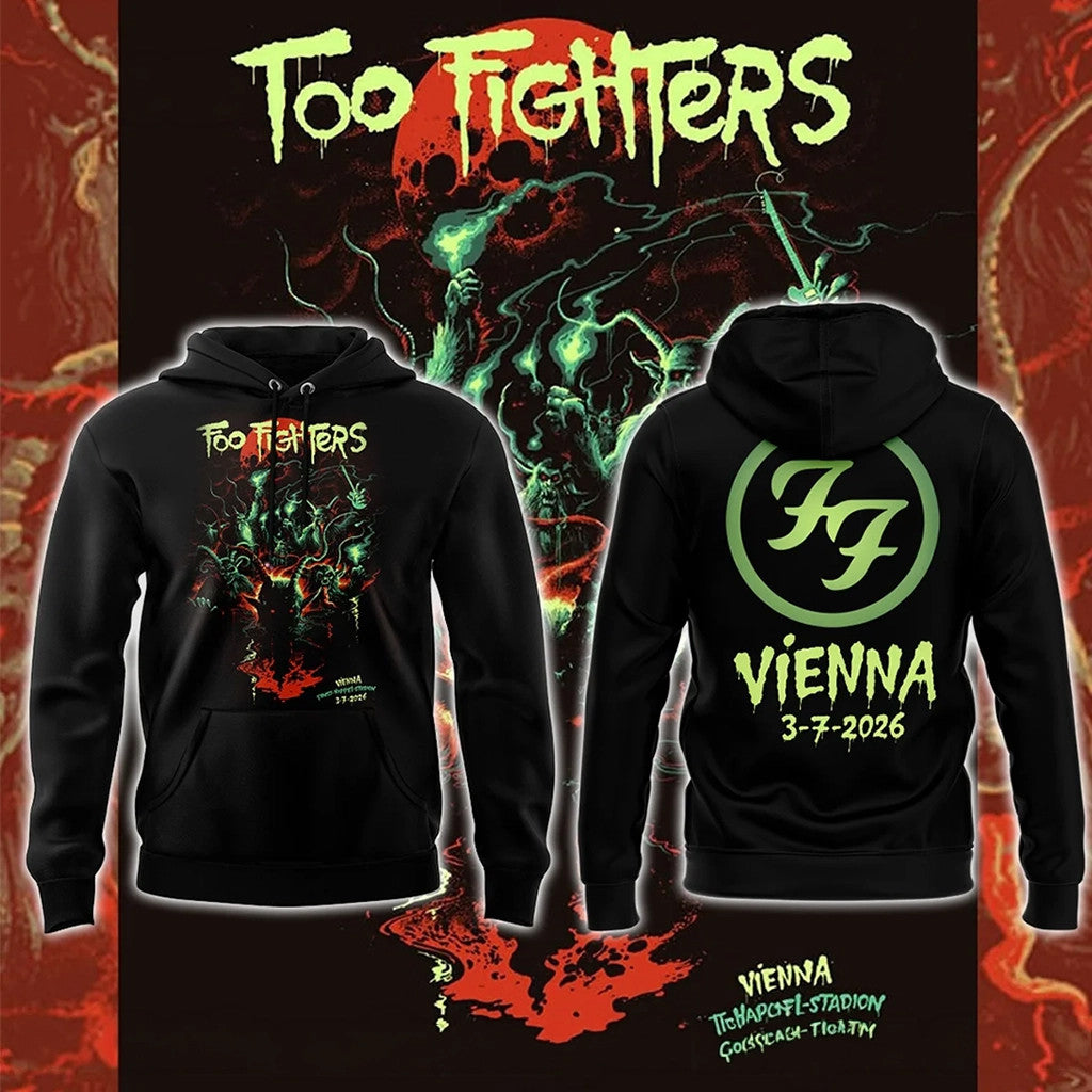 Foo Fighters Take Cover Tour 2026 At Ernst Happel Stadion Vienna Hoodie Foo Fighters Merch - Loomnari