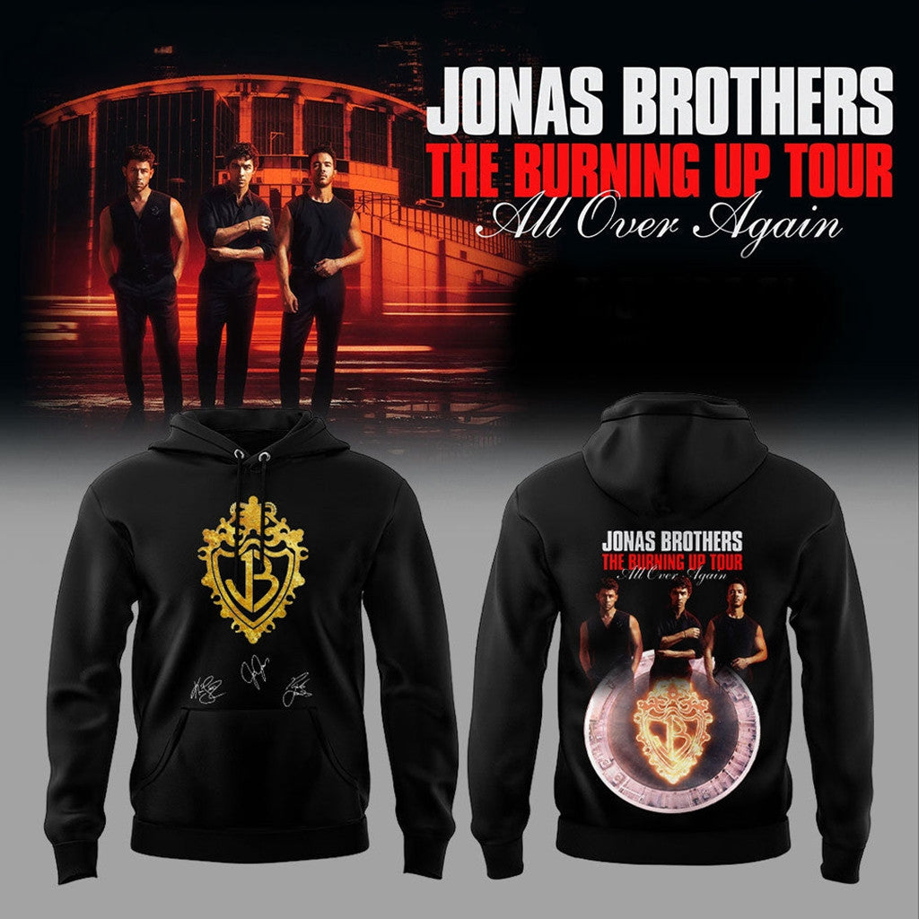 Jonas Brothers The Burning Up Tour All Over Again 2026 Concert Hoodie Jonas Brothers Merch - Loomnari
