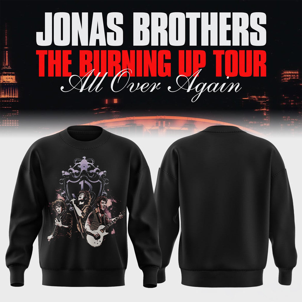 Jonas Brothers Tour Merch 2026 JB The Burning Up Tour All Over Again Sweatshirt Gift For Fans - Loomnari