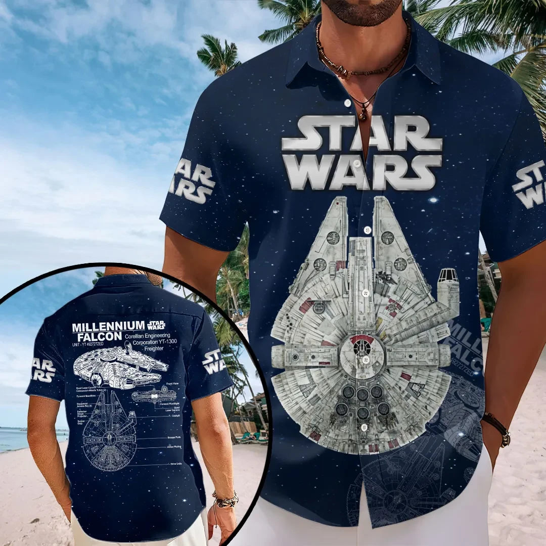 Star Wars Millennium Falcon Hawaiian Shirt Star Wars Merch Gifts For Movie Fan - Loomnari