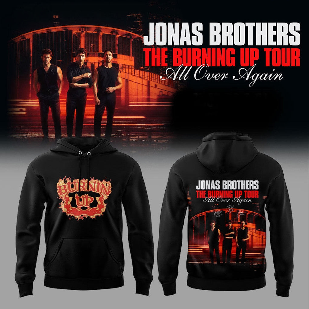 Jonas Brothers The Burning Up Tour All Over Again 2026 Hoodie Jonas Brothers Concert Merch - Loomnari