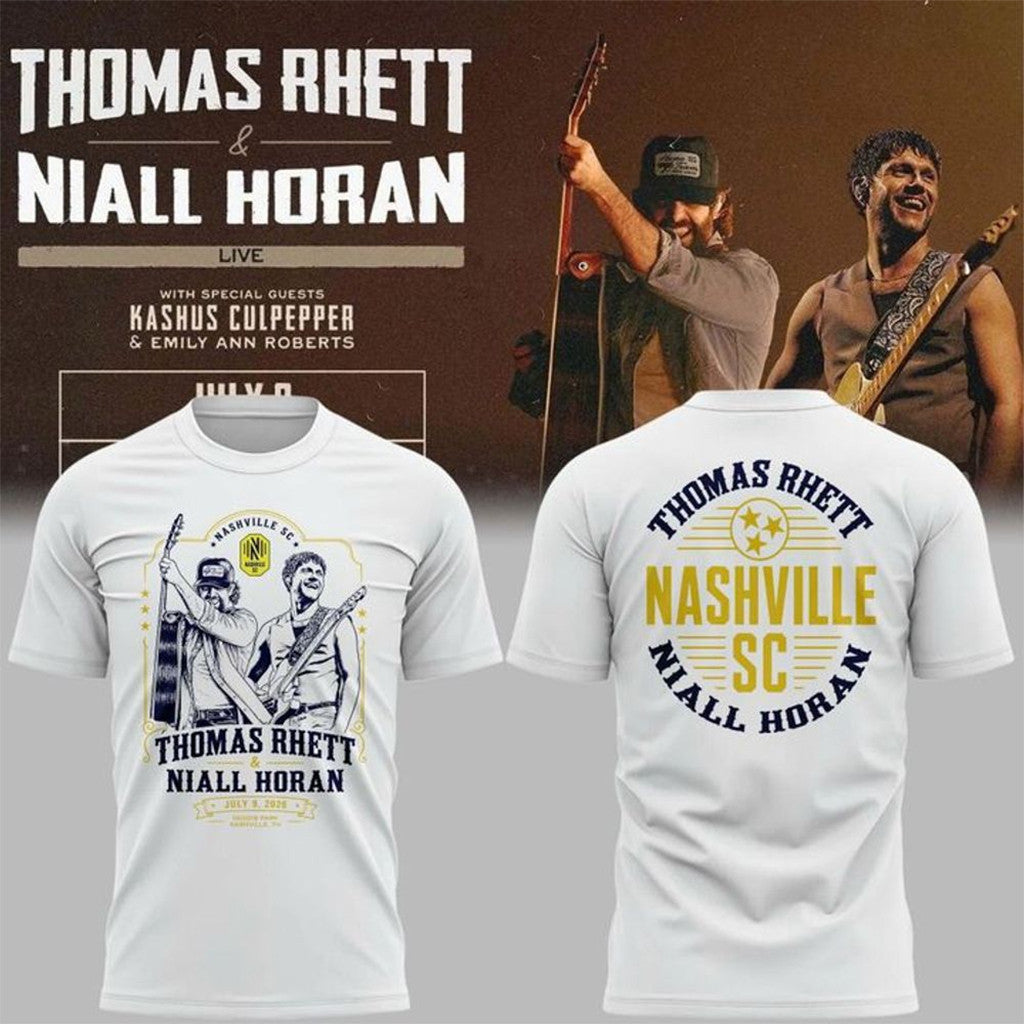 2026 Thomas Rhett And Niall Horan Live In Nashville SC White Shirt Gift For Music Lovers - Loomnari