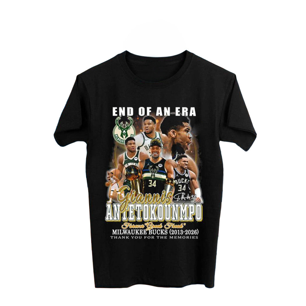 Giannis Antetokounmpo End Of An Era Forever Greek Freak Milwaukee Bucks T-Shirt 2026 Fan Merch - Loomnari