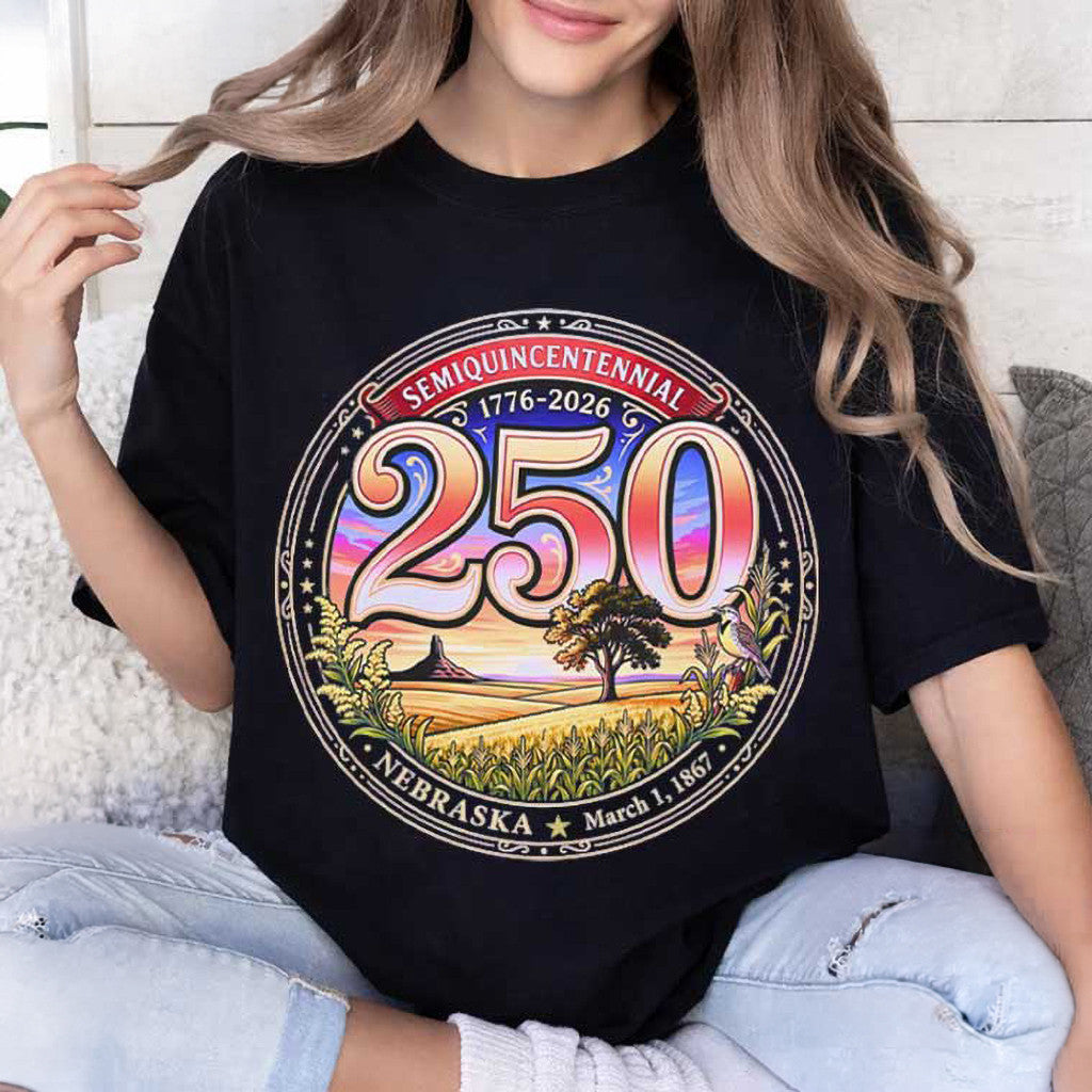 Nebraska 250th Anniversary Patriotic State Emblem T-Shirt Gifts For Nebraskans - Loomnari