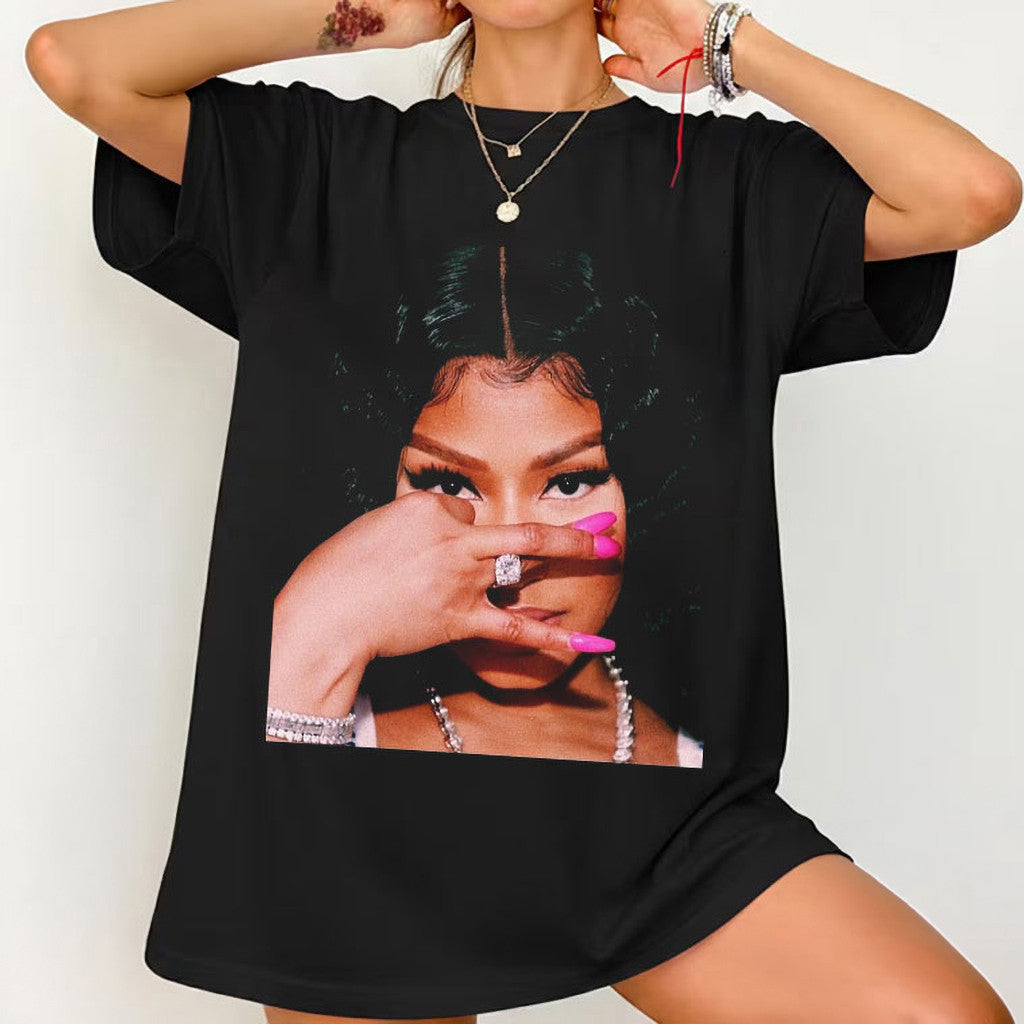 Nicki Minaj Face Vintage Graphic T-Shirt 2026 Nicki Minaj Merch Gifts For Rap Music Fans - Loomnari