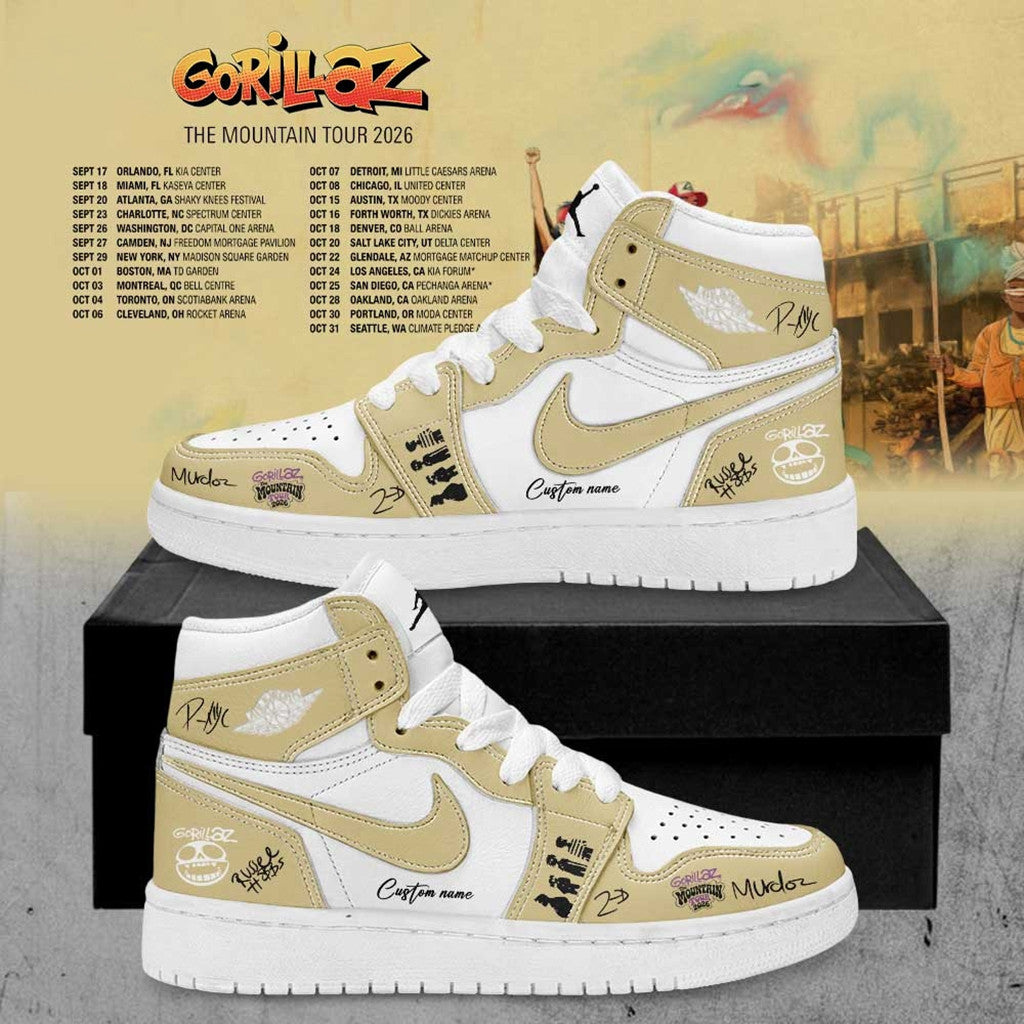 Personalized Gorillaz The Mountain Tour 2026 2027 Signature Shoes Sneakers Gorillaz Merch - Loomnari