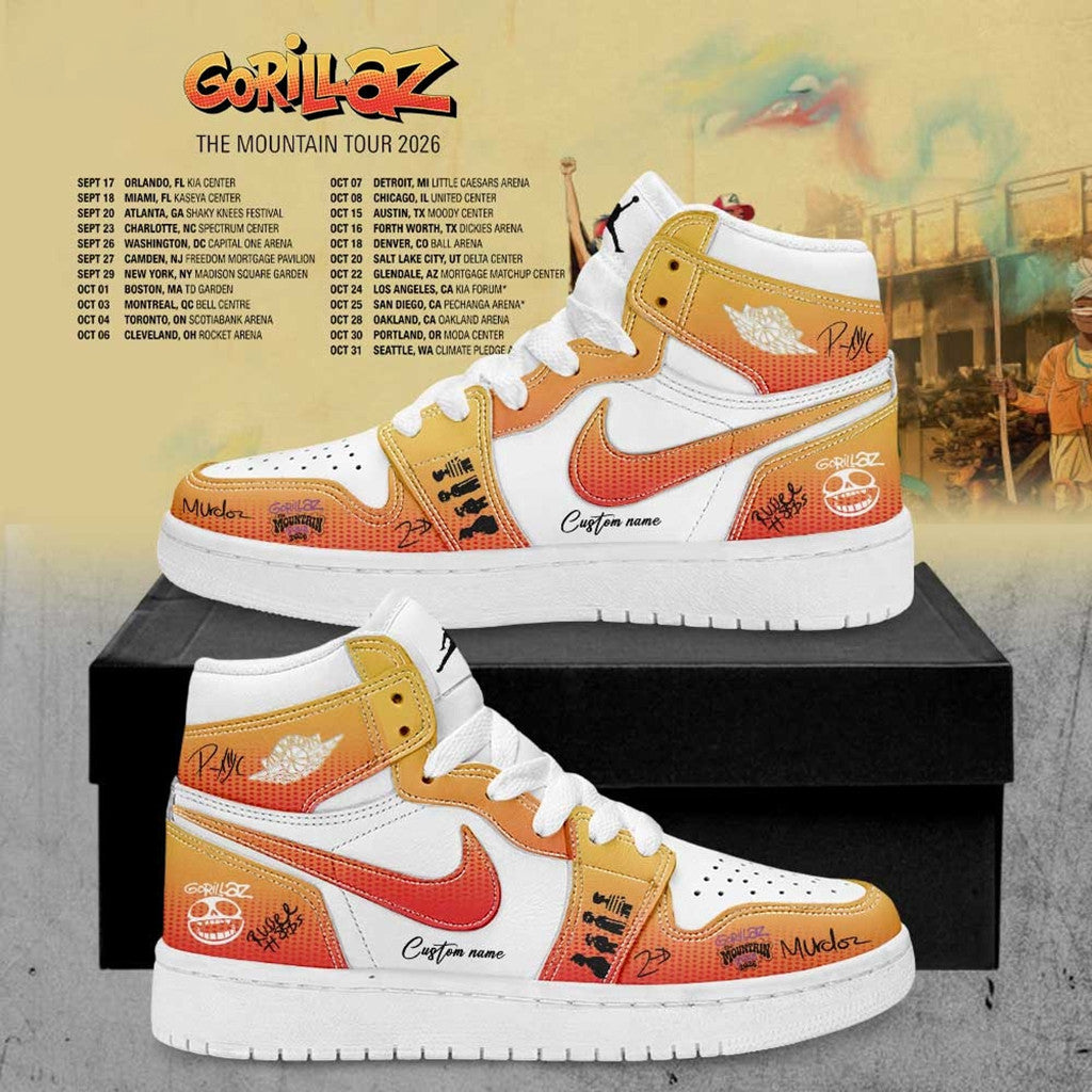 Personalized Gorillaz The Mountain Tour 2026 2027 Signature Sneakers Fan Shoes Gorillaz Merch - Loomnari