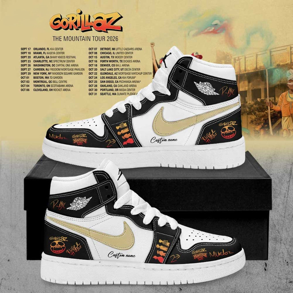 Personalized Gorillaz The Mountain Tour 2026 2027 Signed Shoes Sneakers Gorillaz Band Merch - Loomnari