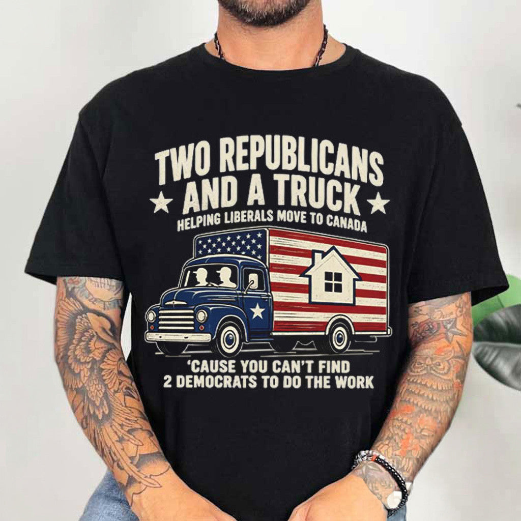Two Republicans And A Truck Shirt Funny Political T-Shirt Gifts For Friends - Loomnari