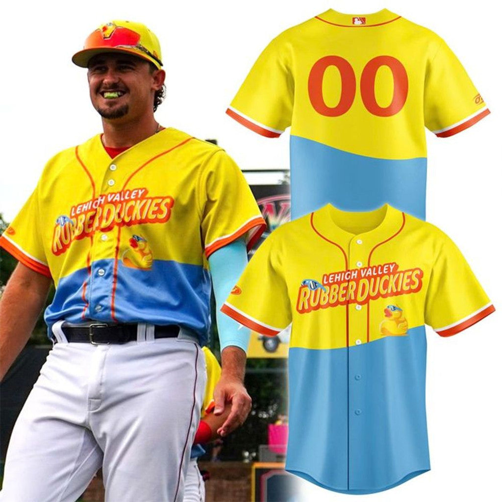 Personalized Lehigh Valley Ironpigs X Rubber Duckies 2026 Baseball Jersey Ironpigs Merch Gift - Loomnari