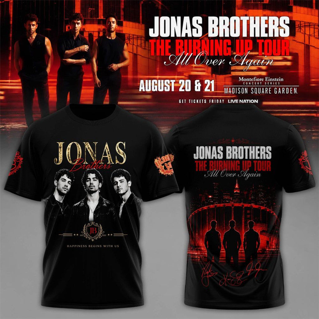 Jonas Brothers The Burning Up Tour 2026 T-Shirt Jonas Brothers Merch Gifts For Pop Band Fans - Loomnari