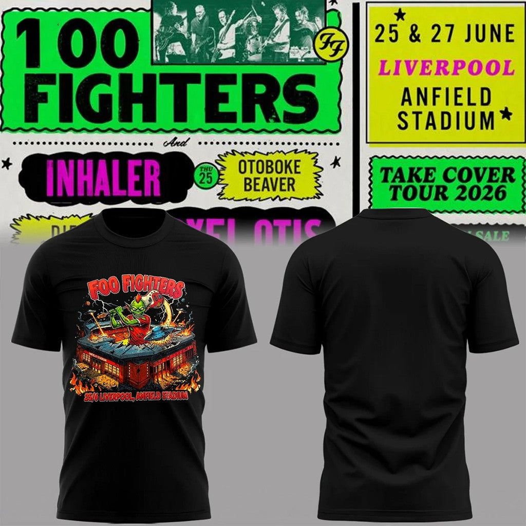 Foo Fighters Take Cover Tour 2026 At Ernst Happel Stadion Vienna Shirt Foo Fighters Merch Black - Loomnari