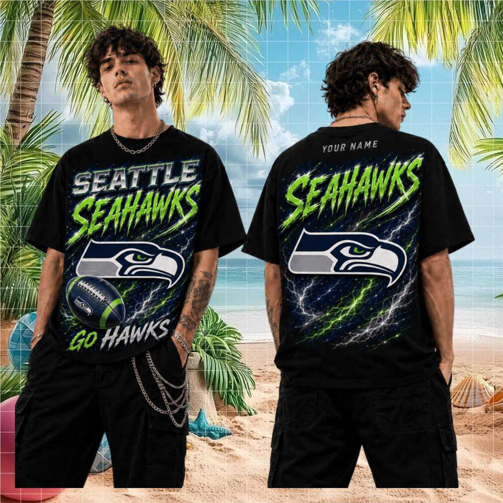 Custom Seattle Seahawks Team Go Hawks Vintage T-Shirt Seahawks Merch Gift For Football Fans - Loomnari