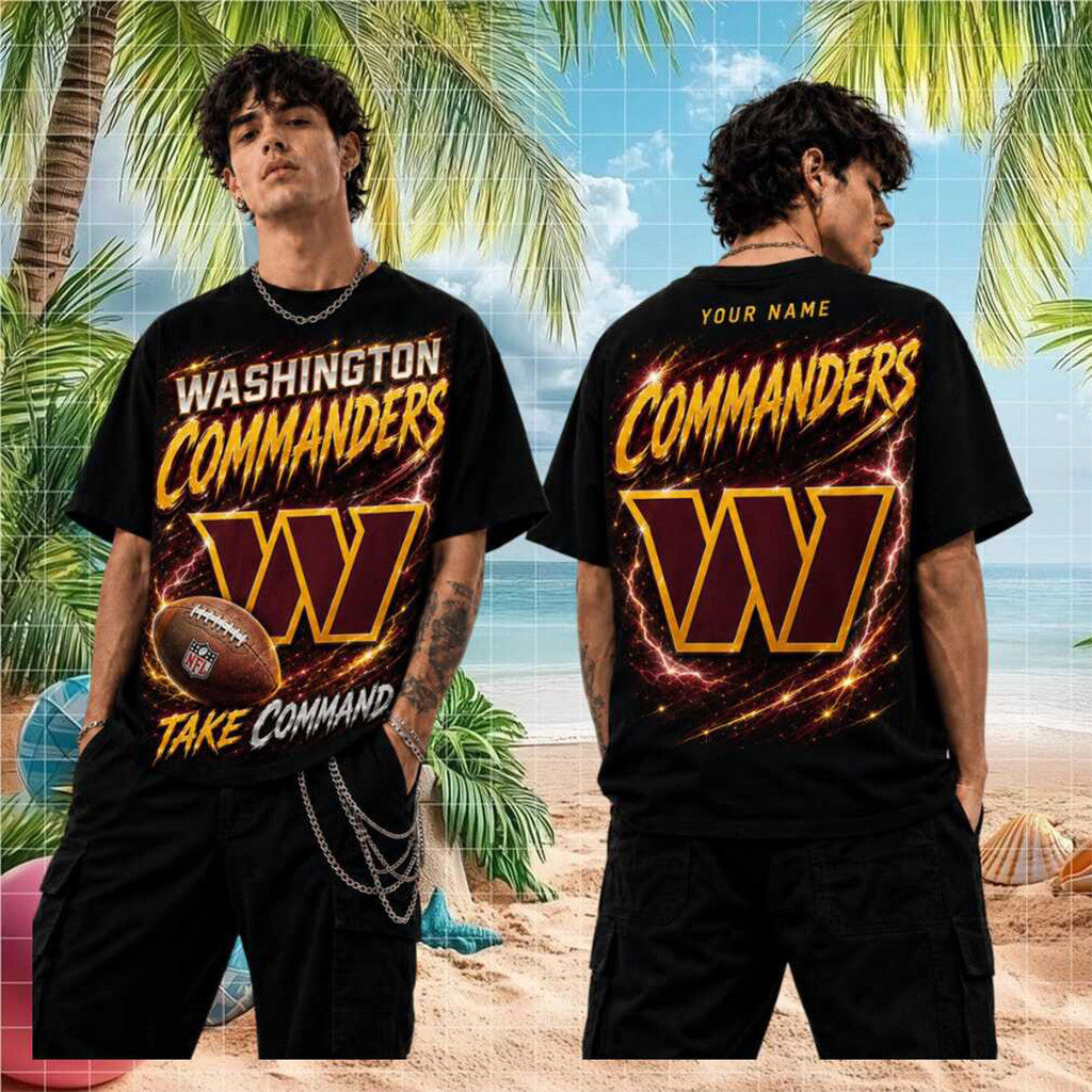 Custom Washington Commanders Take Command 2026 T-Shirt Commanders Merch Football Lover Gifts - Loomnari