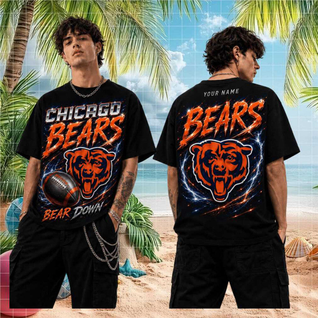 Personalized Chicago Bears 2026 Bear Down T-Shirt Chicago Bears Merch Gift For Football Lover - Loomnari