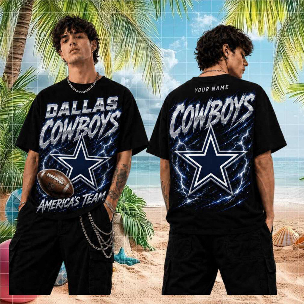 Personalized Dallas Cowboys America's Team T-Shirt Dallas Cowboys Merch Football Fan Gifts - Loomnari