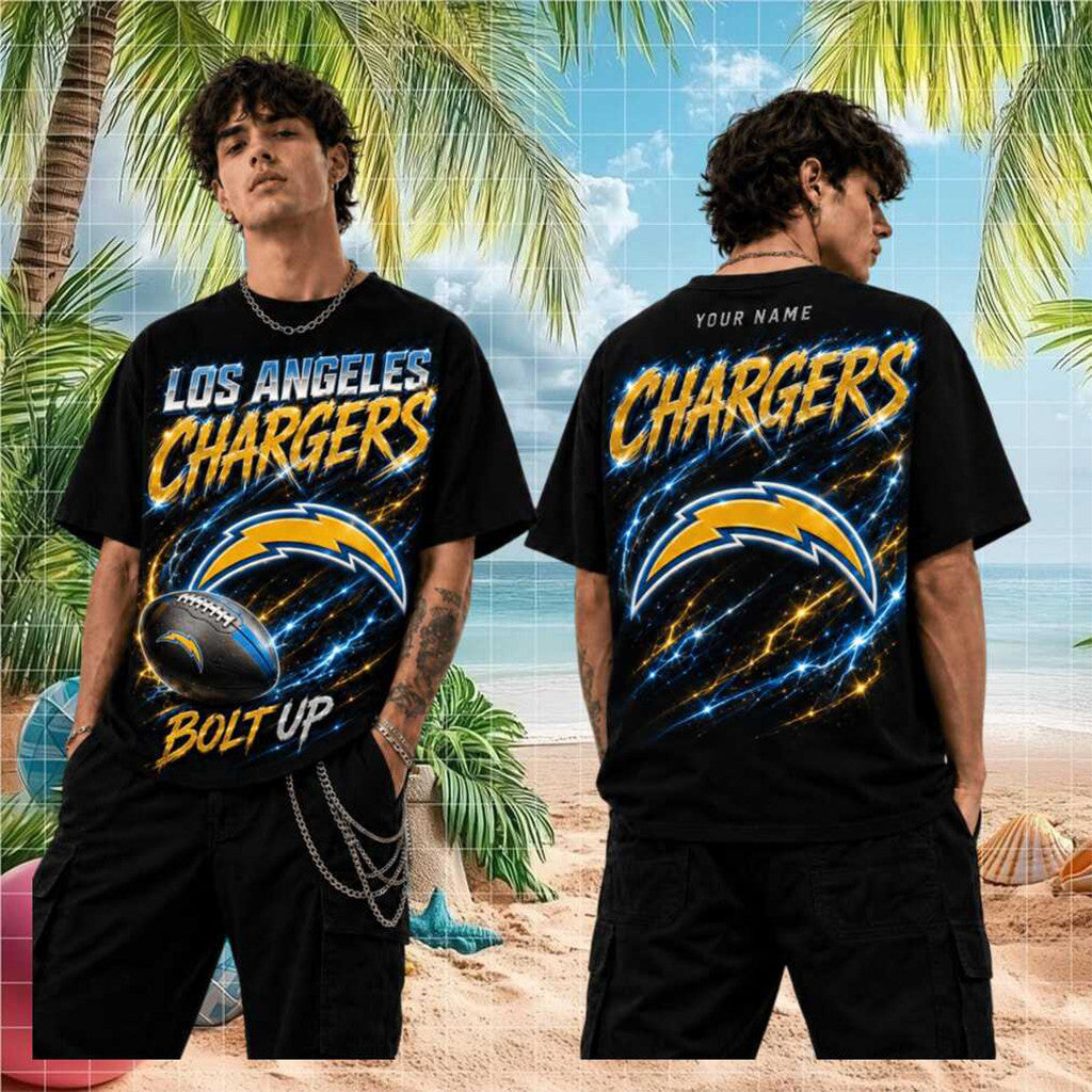 Personalized Los Angeles Chargers Bolt Up T-Shirt 2026 LA Chargers Merch Gift For Football Fans - Loomnari