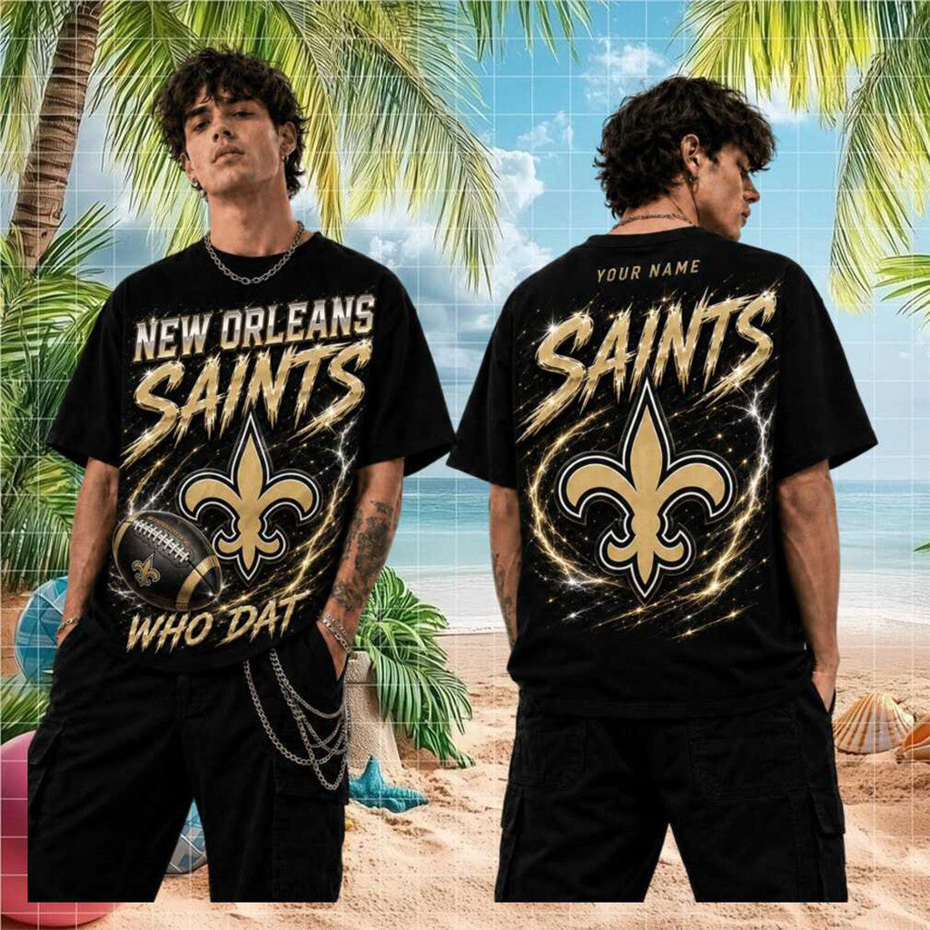 Personalized New Orleans Saints Who Dat T-Shirt Saints Merch 2026 Gifts For Football Fans - Loomnari