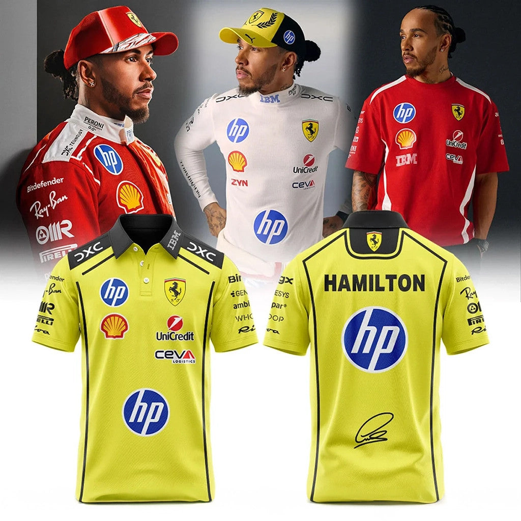 Hamilton Scuderia Ferrari 2026 Polo Shirt Signed Hamilton Scuderia Merch Gifts For Racing Fans - Loomnari