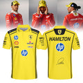Hamilton Scuderia Ferrari 2026 Signed Polo Shirt Racing Fan Apparel Hamilton Scuderia Merch - Loomnari