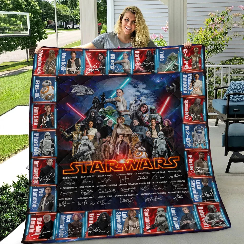 Star Wars 50th Anniversary Quilt Blanket Star Wars Merch Gifts For Movie Lovers - Loomnari