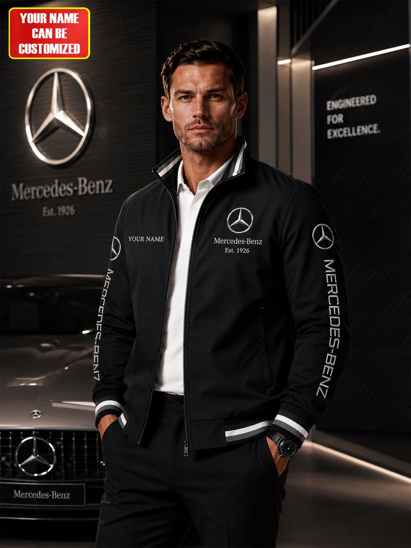 Personalized Merc 1926 Vintage Windbreaker Jacket Car Lover Gifts For Father In Law - Loomnari