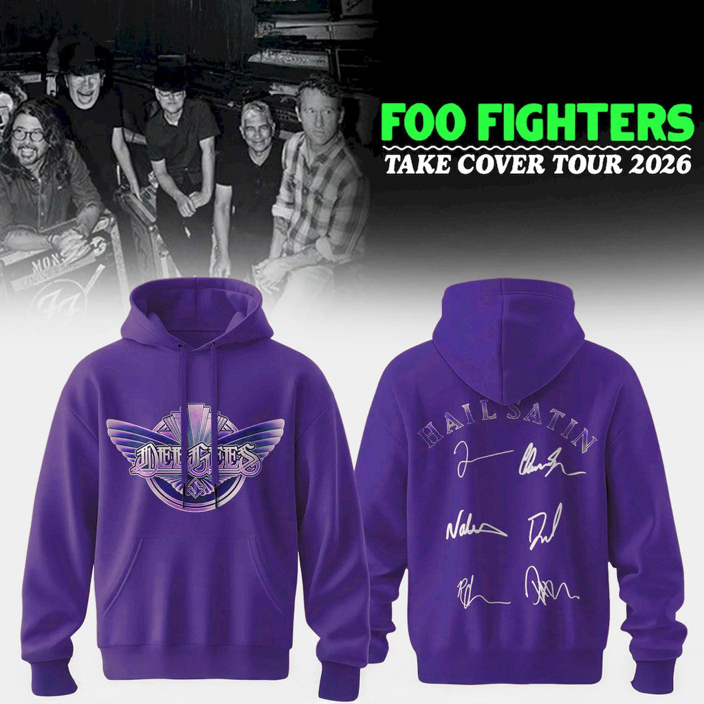 Foo Fighters Take Cover Tour 2026 Hoodie Hail Satin Hoodie Signed Foo Fighters Merch Fan Gifts - Loomnari