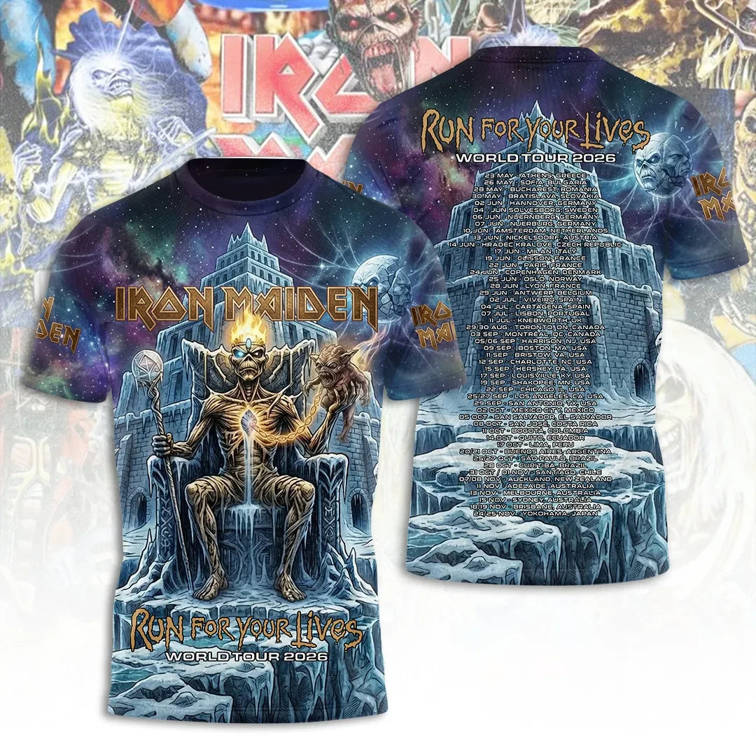 Iron Maiden 2026 World Tour T-Shirt Run For Your Live Clothing Present For Husband - Loomnari