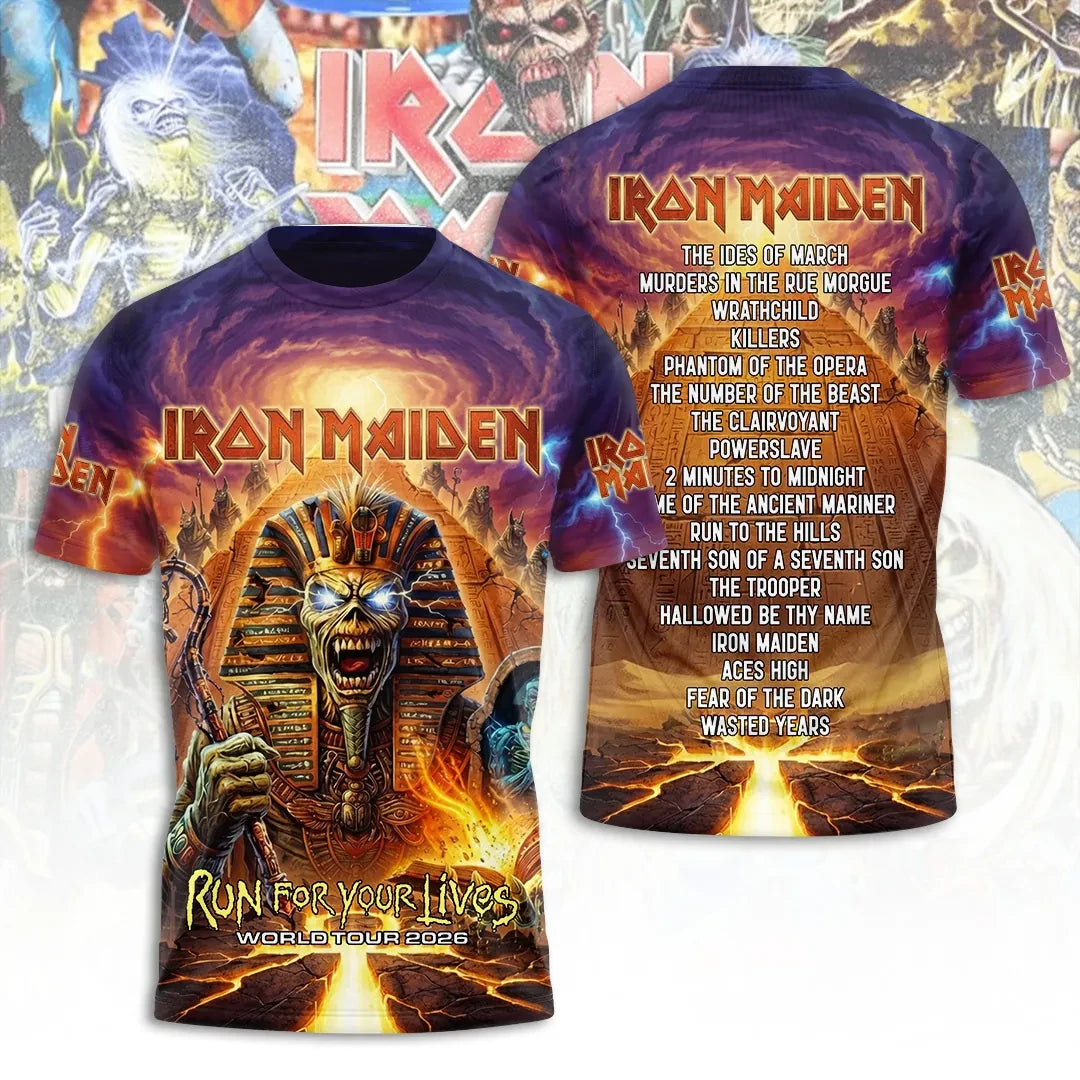 Iron Maiden 2026 World Tour T-Shirt Run For Your Lives Shirt Gifts For Husband - Loomnari