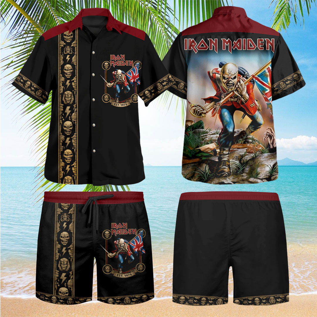 Iron Maiden 2026 World Tour Hawaiian Shirt And Shorts Iron Maiden Merch Gift For Boyfriend - Loomnari