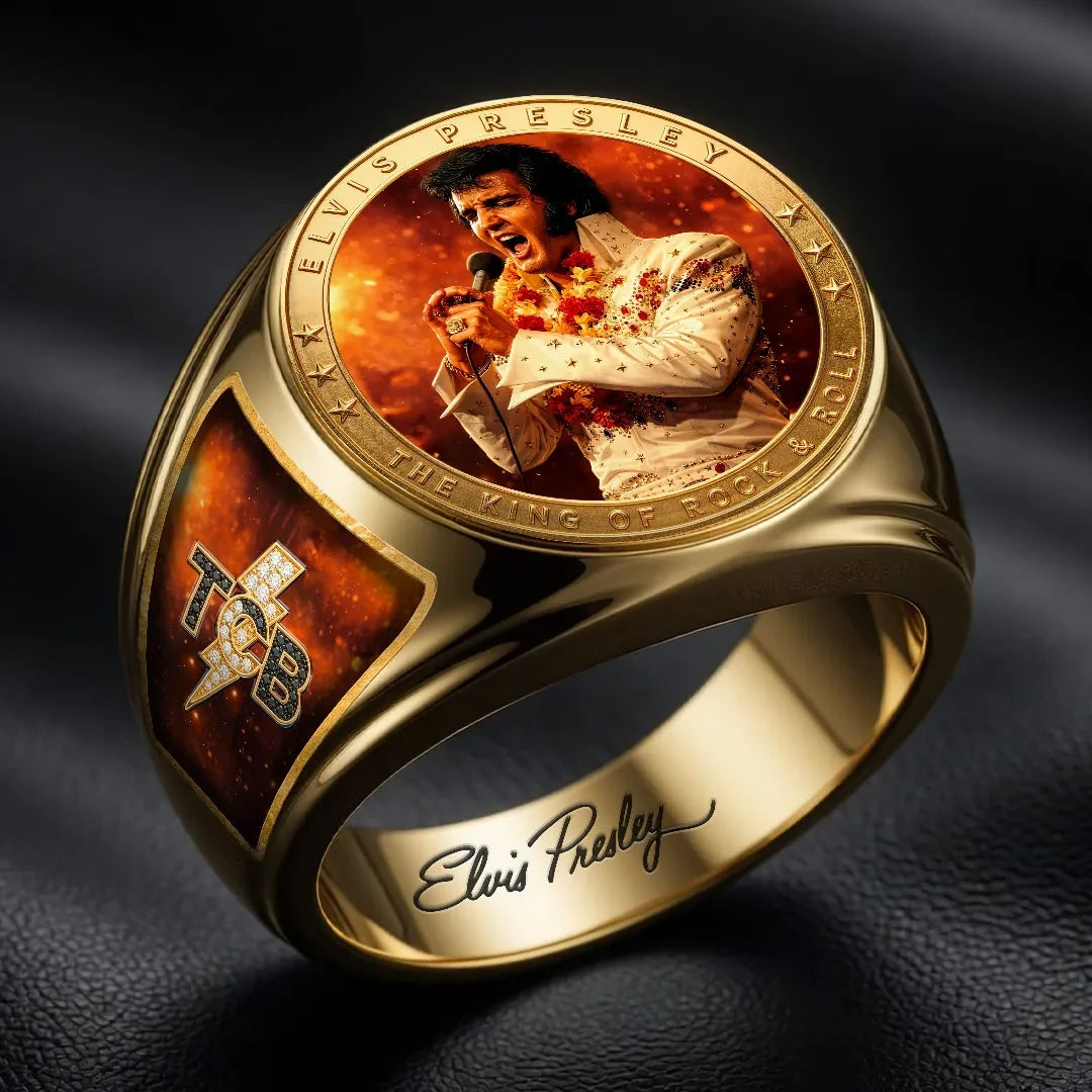 Elvis Presley King Of Pop Rock And Roll Ring Elvis Presley Merch Unique Gifts For Husband - Loomnari