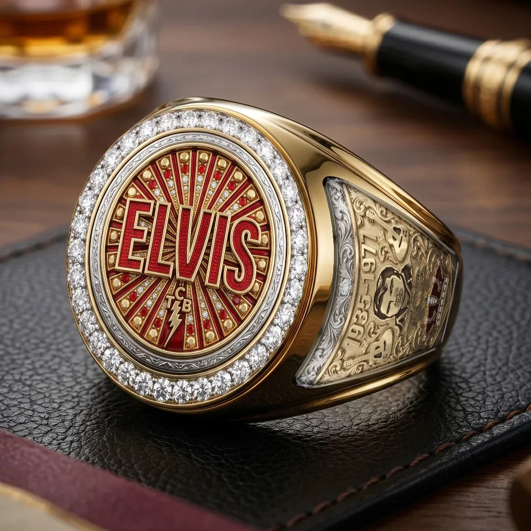 Elvis Presley Merch Elvis Presley King Of Rock And Roll Ring Best Gifts For Him - Loomnari