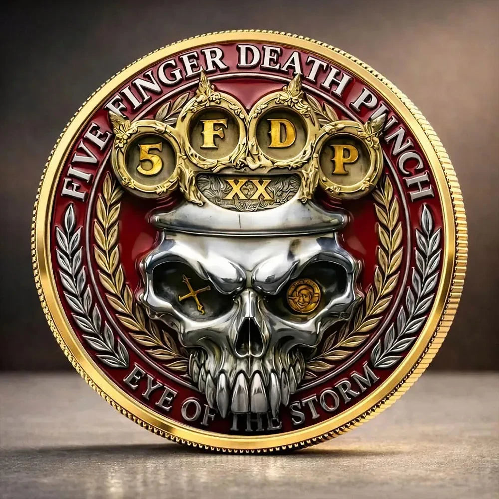 Five Finger Death Punch Convex Coin Eye Of The Storm Merch Meaningful Gifts For Husband - Loomnari