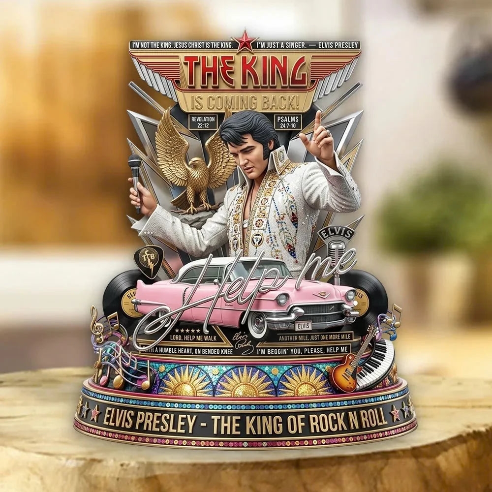 Elvis Presley Merch Elvis Presley King Of Rock And Roll 1935-1977 Acrylic Plaque Gifts For Him - Loomnari