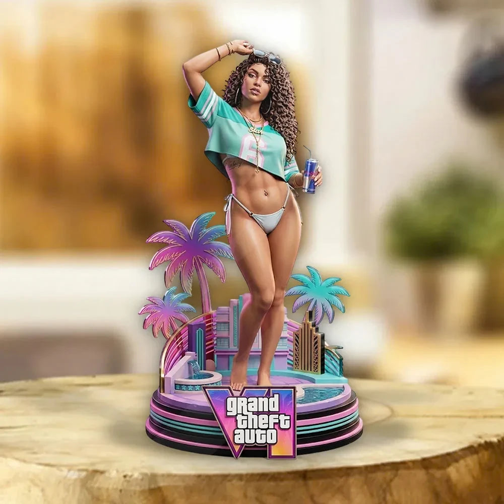 Grand Theft Auto VI Merch GTA 6 Cover Girl Acrylic Plaque Gift Ideas For Husband - Loomnari