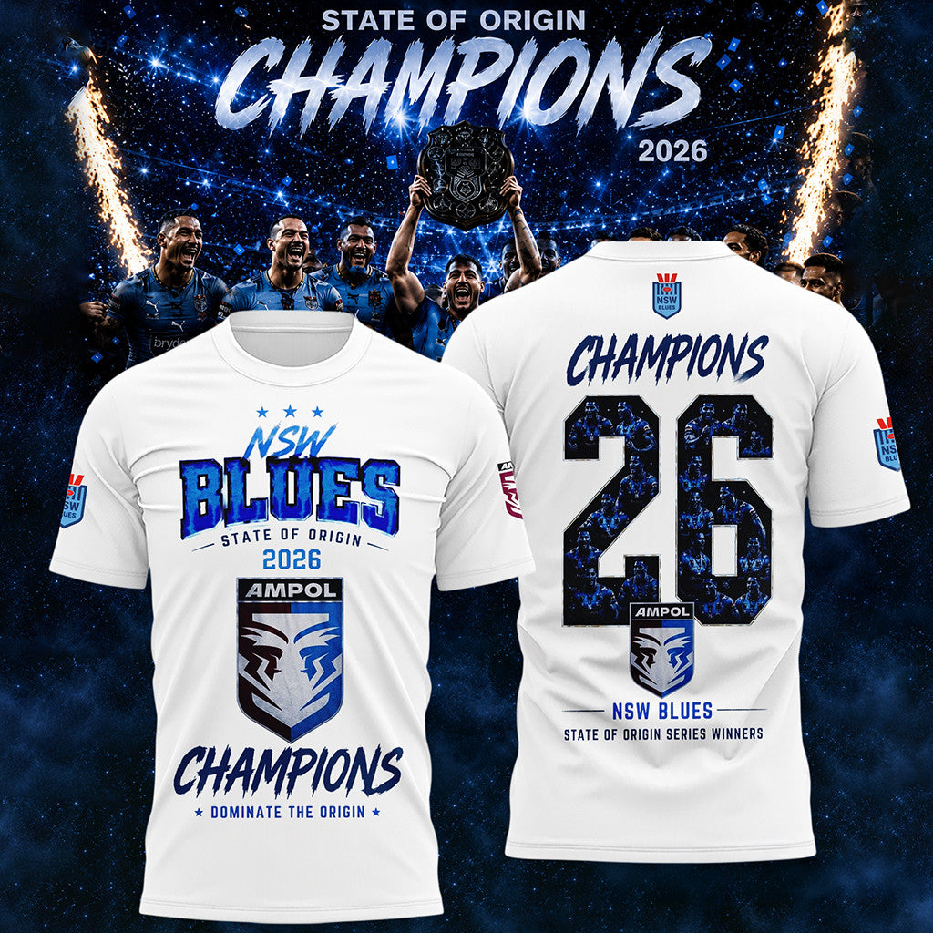 New South Wales Blues 2026 State Of Origin Champions T-Shirt NSW Blues Merch Brothers Gifts - Loomnari