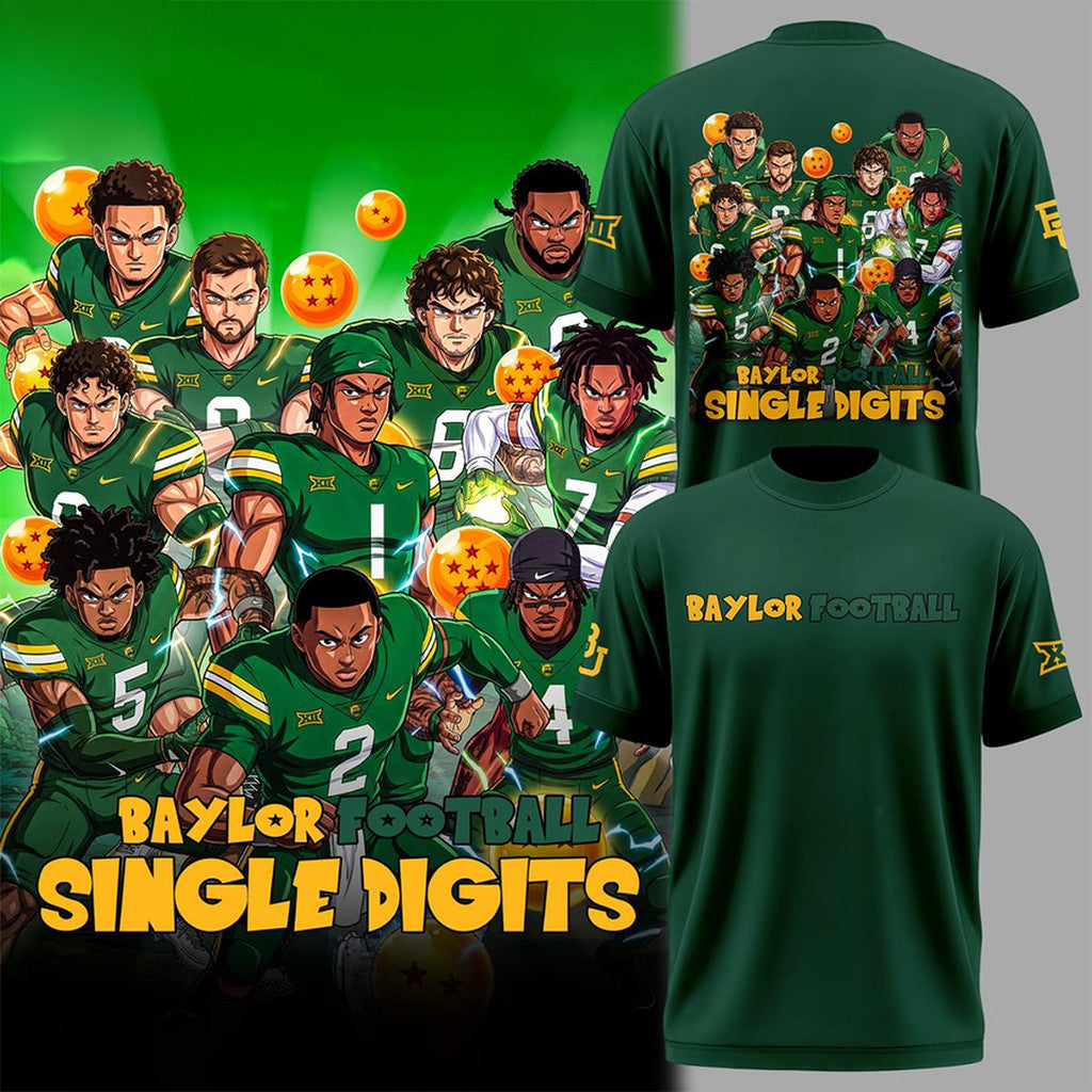 Baylor Bears X Dragon Ball Z 2026 Single Digits T-Shirt Baylor Football Merch Gift For Him - Loomnari