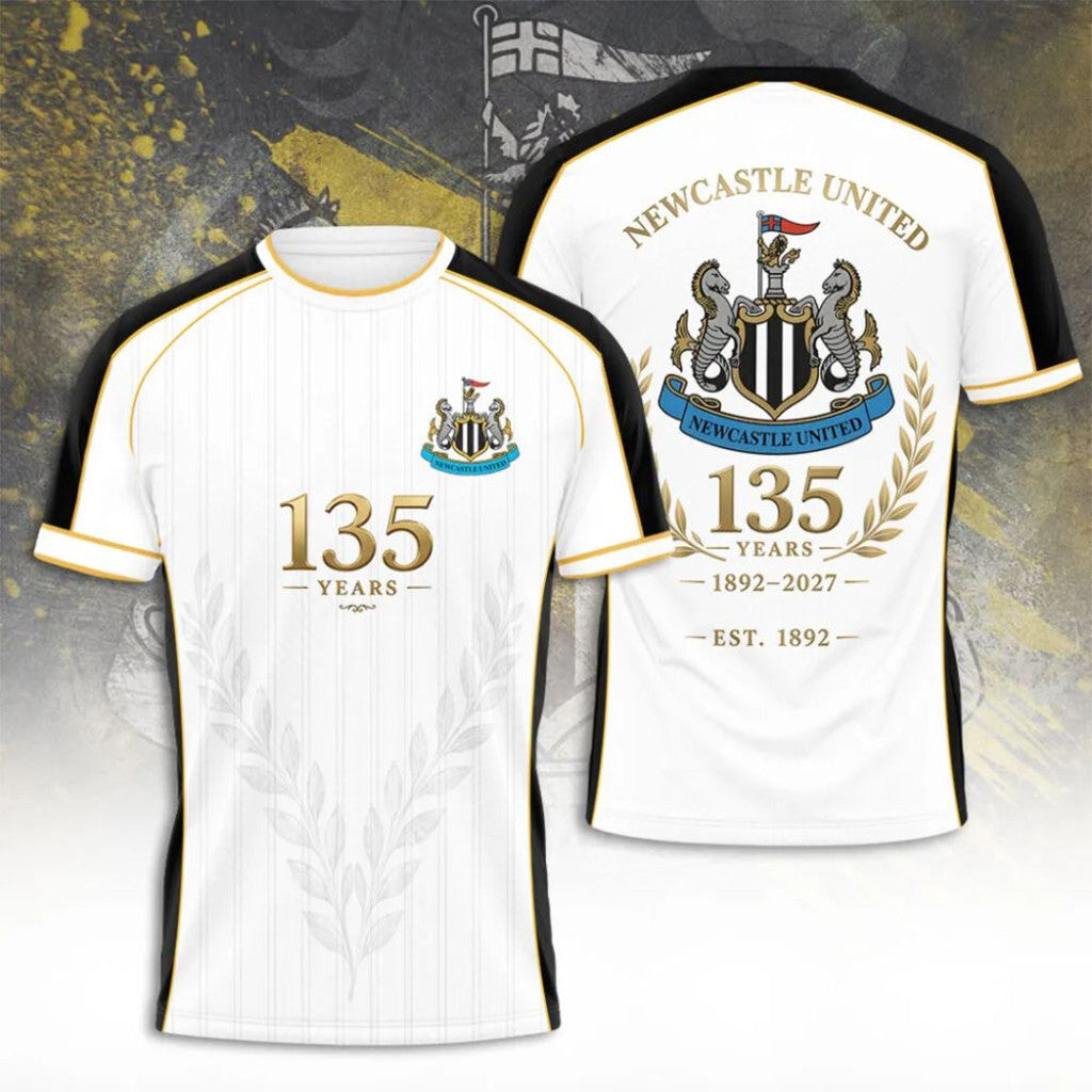 Newcastle United 135Th Anniversary White Shirt Newcastle United FC Merch Gift For Husband - Loomnari