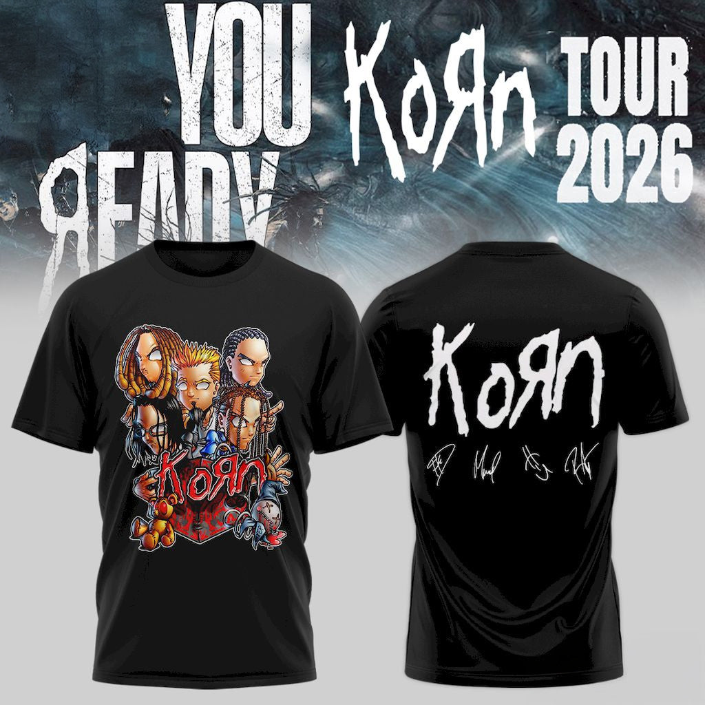 Korn Are You Ready T-Shirt 2026 Cartoon Shirt Korn Band Merch Gifts For Music Lovers - Loomnari