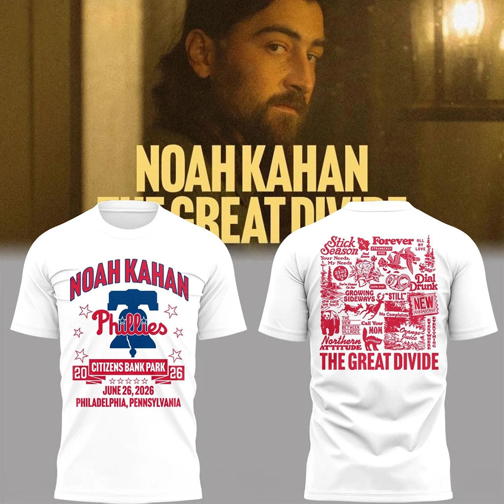 Noah Kahan The Great Divide Tour 2026 At Citizens Bank Park T-Shirt Noah Kahan Tour Merch White - Loomnari