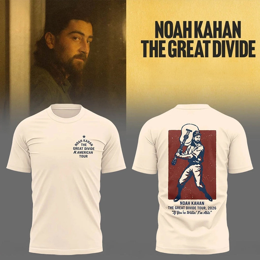 Noah Kahan Merch Tour 2026 The Great Divide Tour 2026 T-Shirt Music Fan Gear Gift For BFF - Loomnari