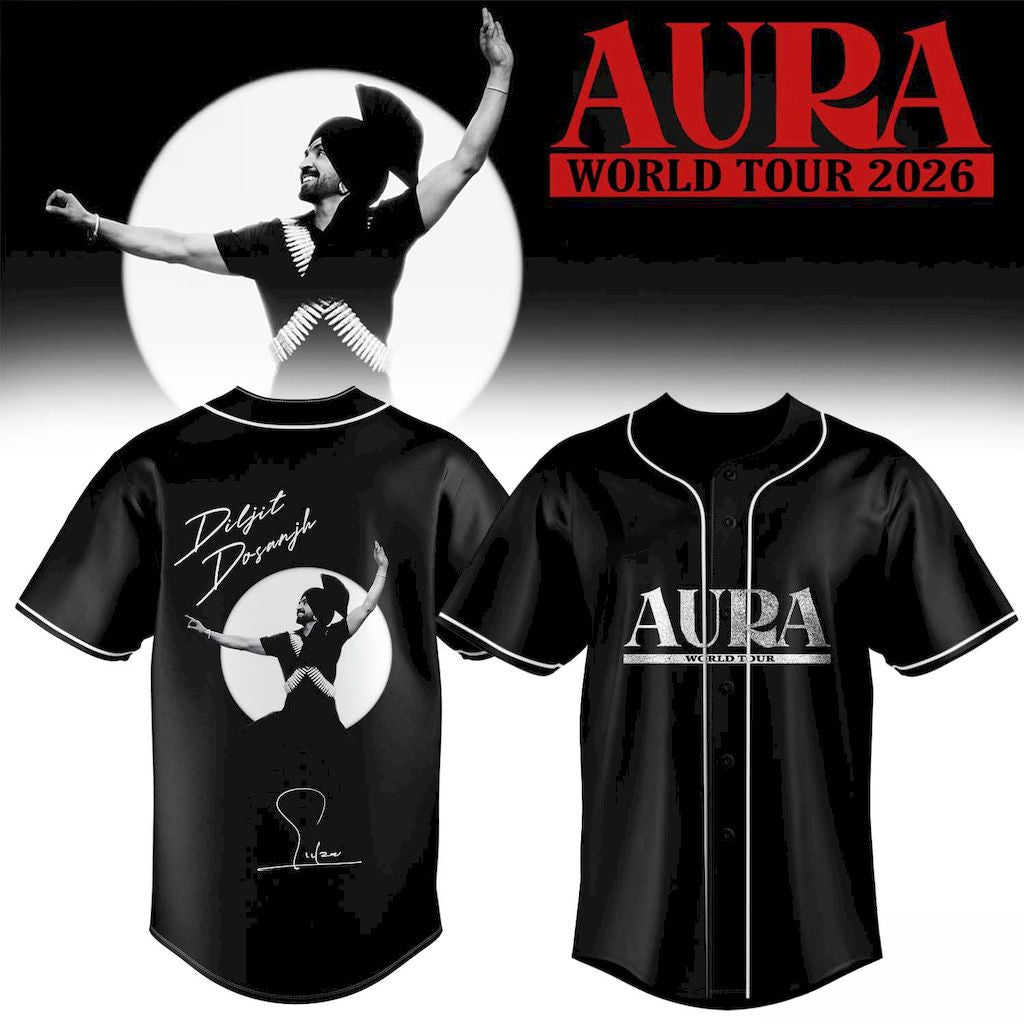 Diljit Dosanjh AURA World Tour 2026 Signature Baseball Jersey Diljit Dosanjh Merch Gift For Fan - Loomnari