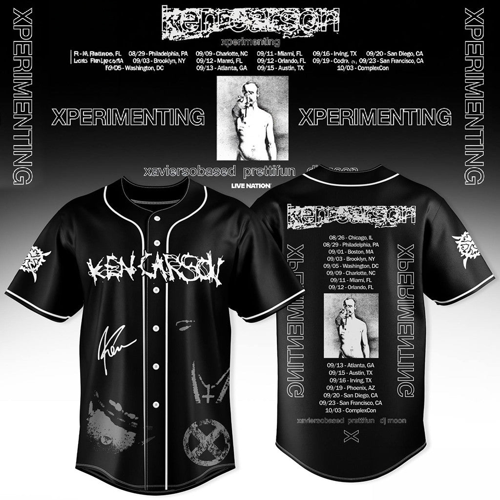 Ken Carson Xperimenting Baseball Jersey Black Ken Carson Tour Merch 2026 Gift For Rap Fans - Loomnari