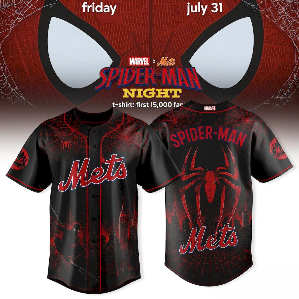 New York Mets Spider-Man Night Baseball Jersey 2026 NY Mets Merch Present For Brothers - Loomnari