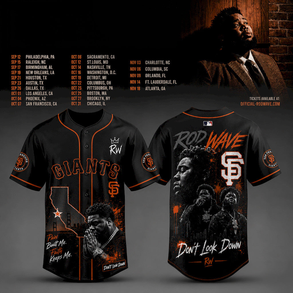 San Francisco Giants X Rod Wave Don't Look Down Tour 2026 Jersey SF Giants Merch Fan Gifts - Loomnari