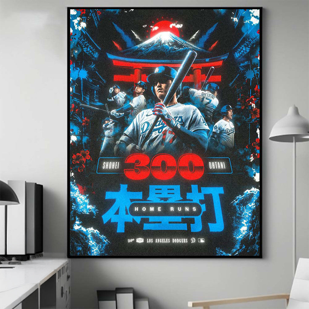 Shohei Ohtani Los Angeles Dodgers Merch 300 Career Home Runs Milestone Poster Gift Ideas - Loomnari