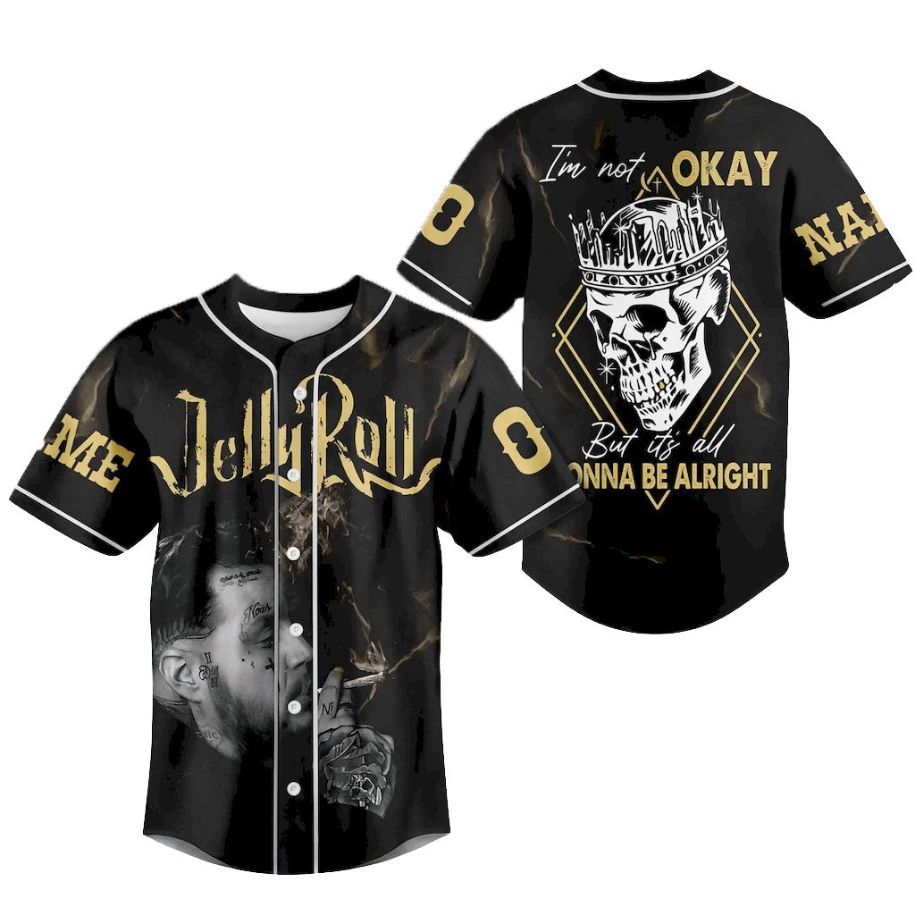 Personalized Jelly Roll I'm Not Okay But It's All Gonna Be Alright Jersey 2026 Jelly Roll Merch - Loomnari