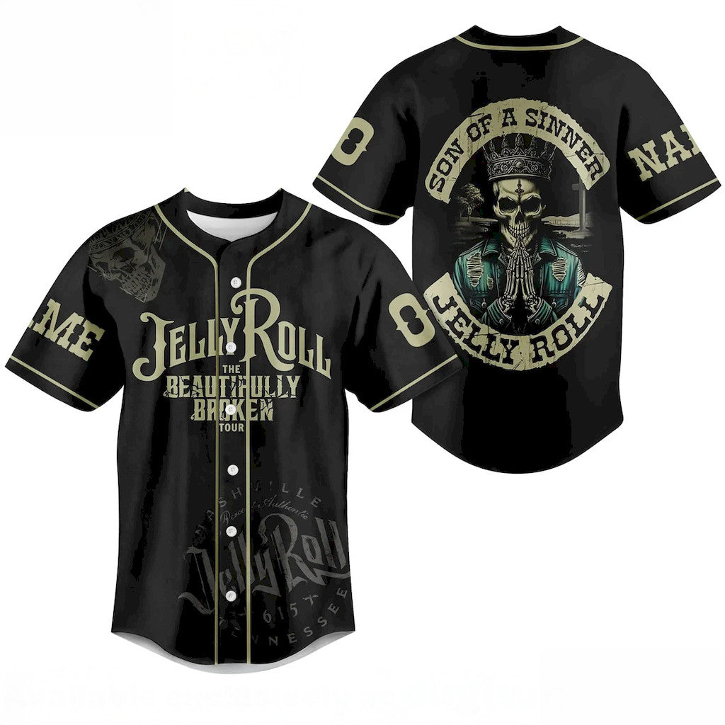 Personalized Jelly Roll The Beautifully Broken Tour Baseball Jersey 2026 Jelly Roll Merch - Loomnari